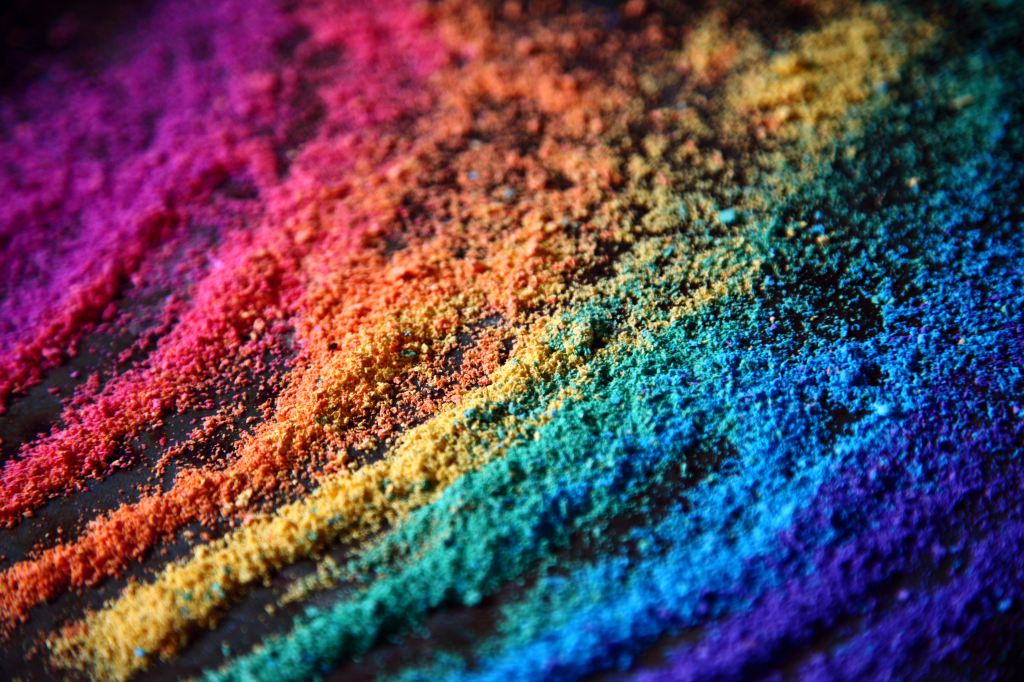 Powder paint in rainbow colours. Image by Alexander Grey www.unsplash.com