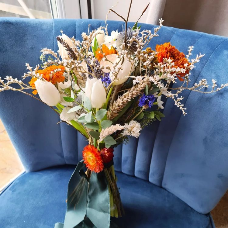 Fresh and dried British flower bouquet