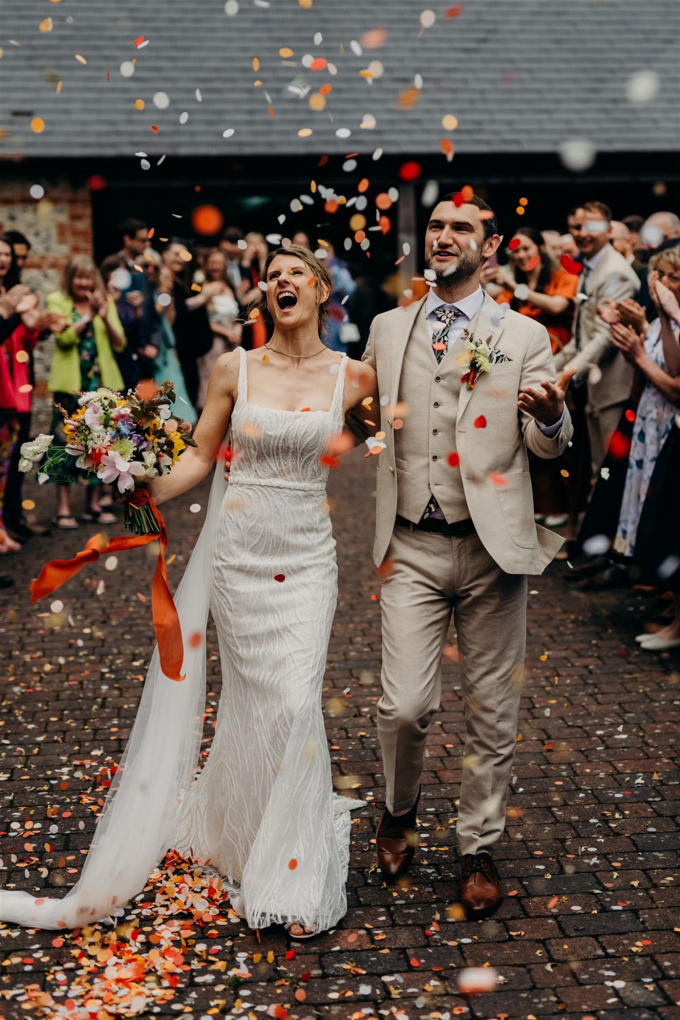 Bride and Groom during the confetti shot