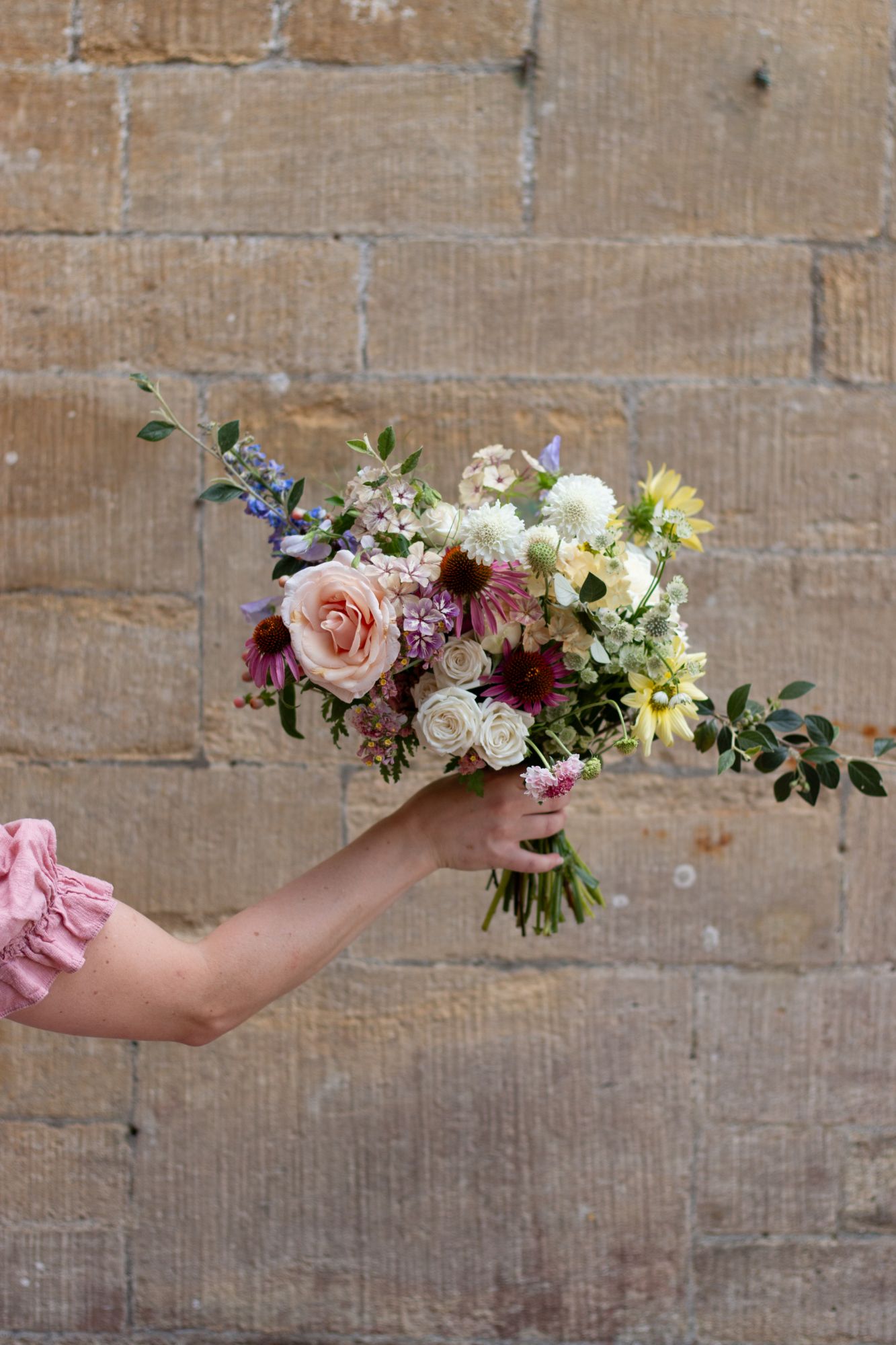 Wedding bouquet at Orchardleigh Estate in Somerset, flowers by The Honey Seeker Floral Design
