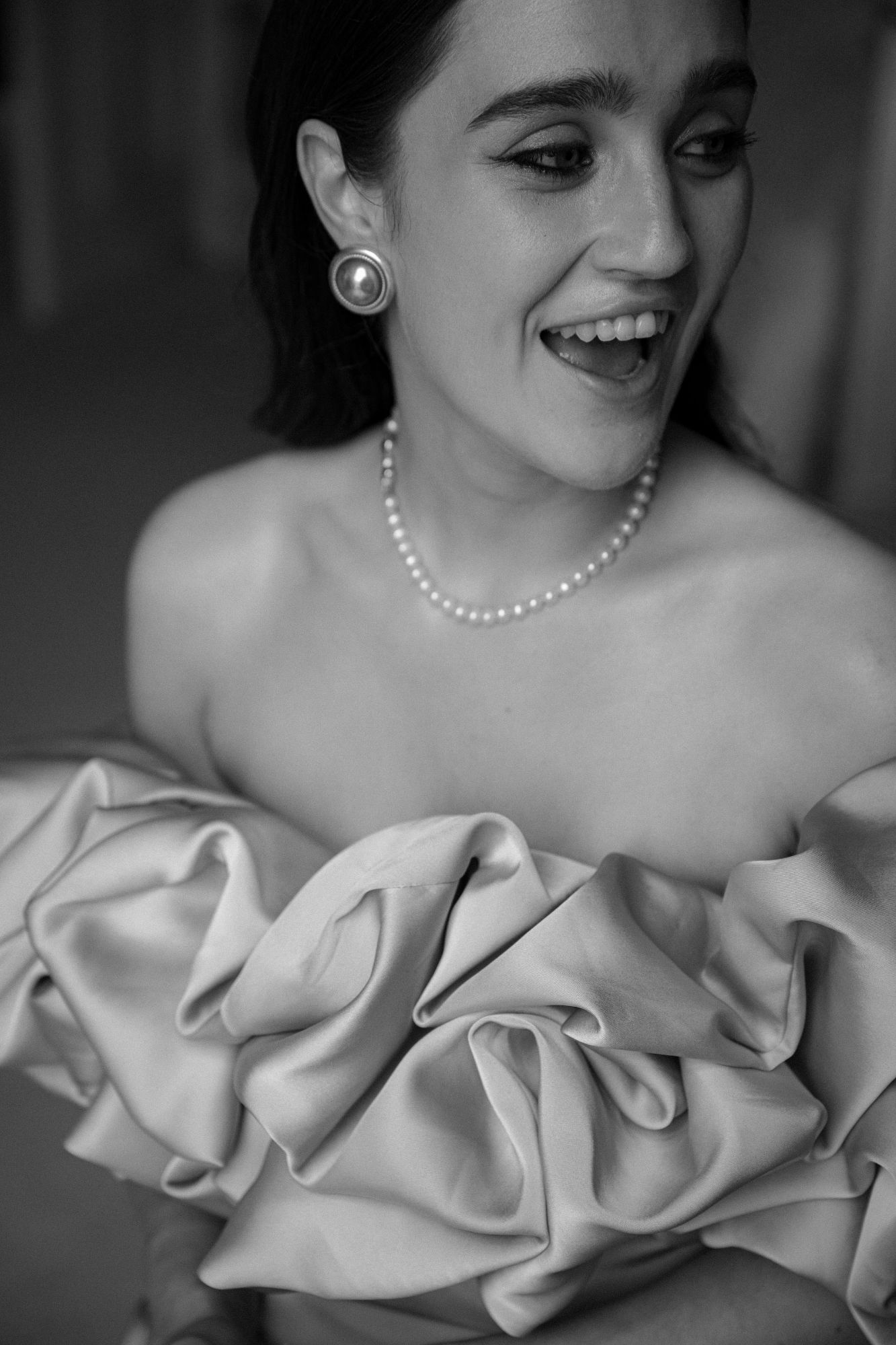 Ruffled bridesmaid dress at North Cadbury Court