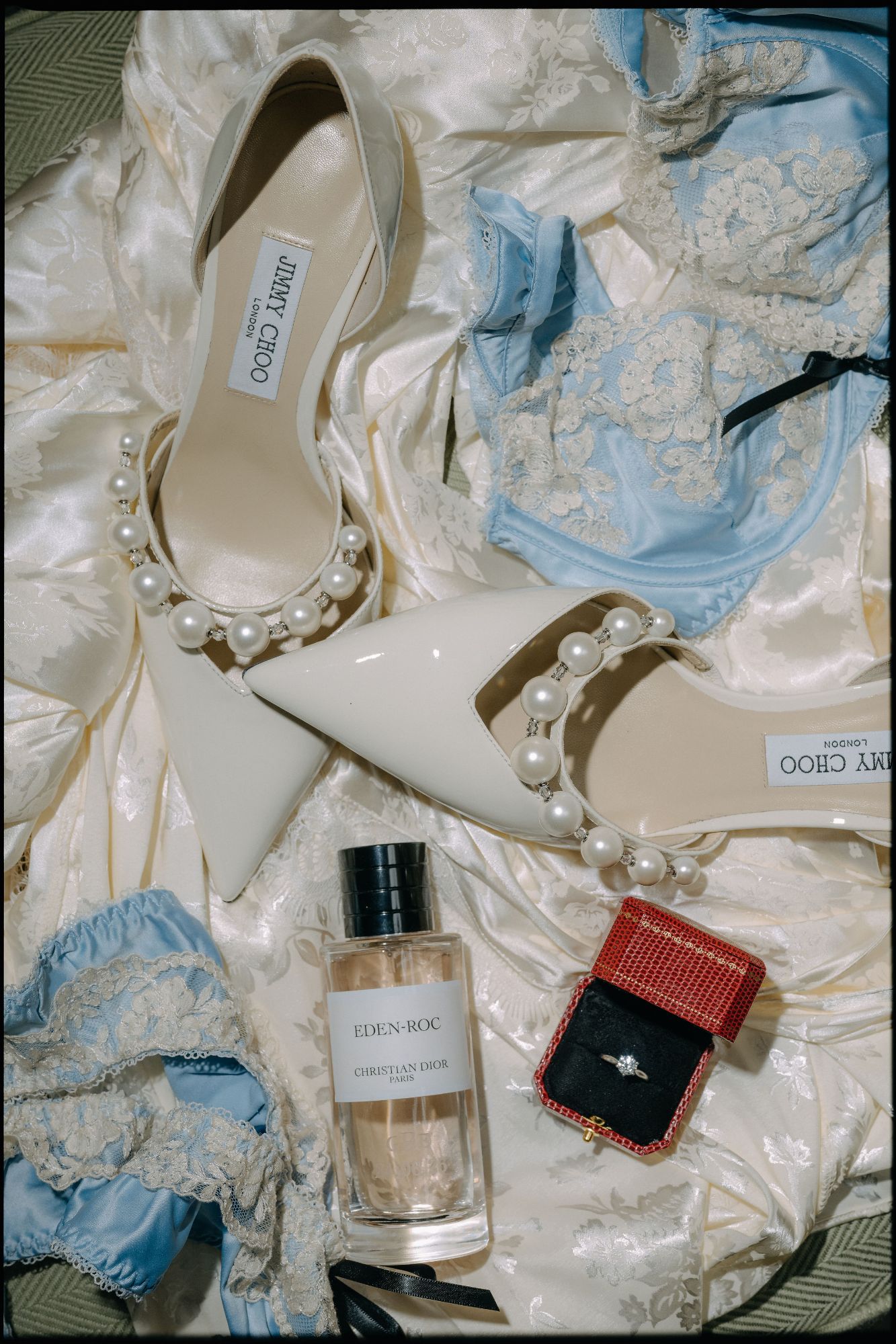 Wedding details, shoes, perfume, rine, lingerie, at North Cadbury Court