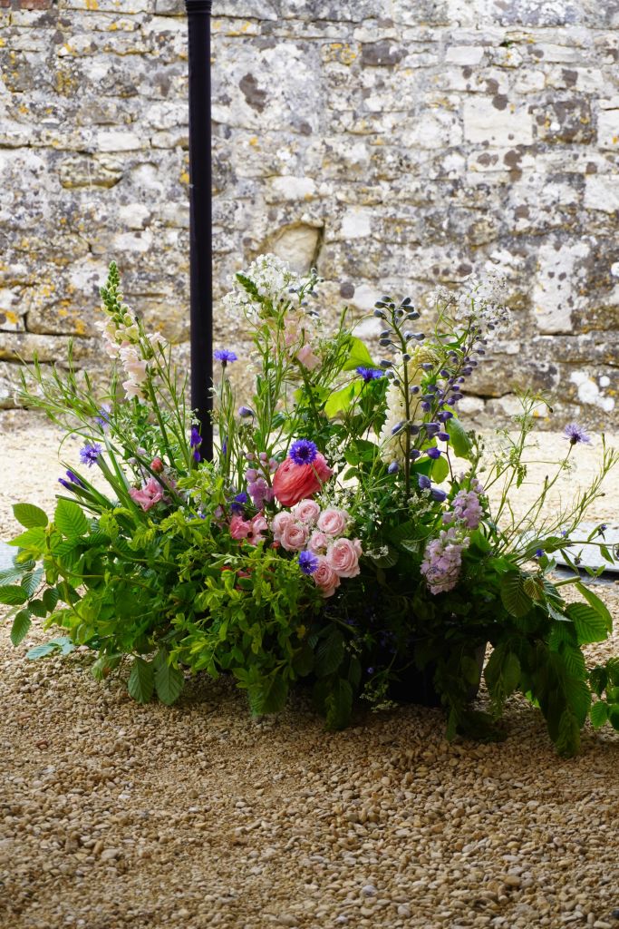 Spring meadow box of flowers for a wedding at Deer Park on the Fonthill Estate, Wiltshire
